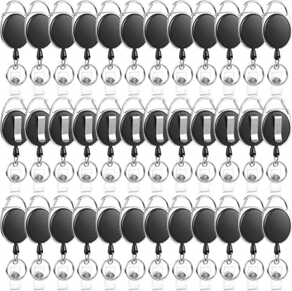 50 Pack Badge Reels Retractable ID Badge Holder with Carabiner Heavy Duty Badge Reel Clip and Key Chain for Work Office