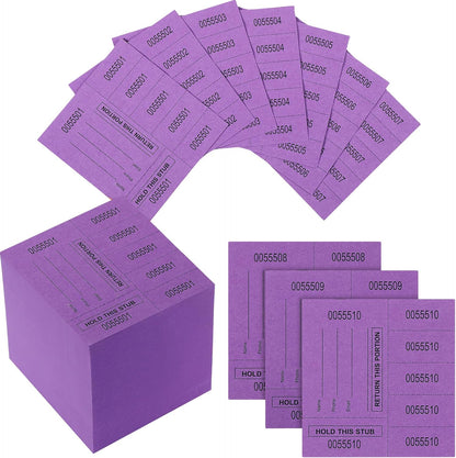 Kosiz 1000 Sheet 5 Bid Raffle Tickets Chinese Auction Tickets Sheets Auction Fundraiser Ticket Numbered with Name and Phone Number Per Sheet Raffle Tags for Silent Bidding (Deep Purple)