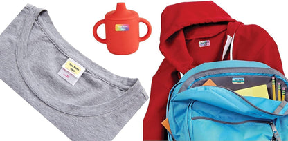 Personalized Waterproof Name Labels Press and Stick Custom Name Stick on Clothing Labels. Customized Up to 3 Lines Great for Camp & Daycare (Tie Dye Mix)