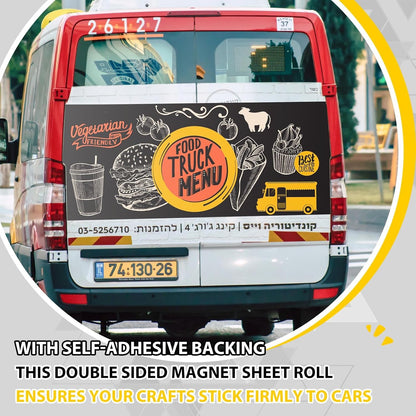12 Inch x 5ft x 30mil Extra Large Adhesive Magnetic Sheet Roll Not Printable Adhesive Backing Cut and Customize Flexible Sheet Blank White Surface Magnetic Sign for Craft Photo Craft, Glossy