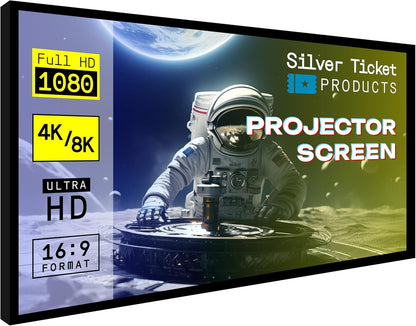 Silver Ticket Products STR Series 6 Piece Home Theater Fixed Frame 4K / 8K Ultra HD, HDTV, HDR & Active 3D Movie Projection Screen, 2.35:1 Format, 125" Diagonal, Woven Acoustic Material STR-235125-WAB