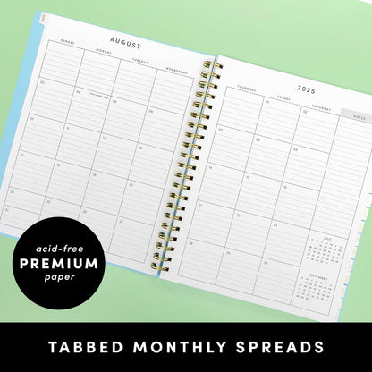 PAPERAGE 17 Month Academic Planner 2025-2026, Weekly & Monthly Spreads, August 2025 - December 2026, Large (8.5 in x 11 in), Dark Green
