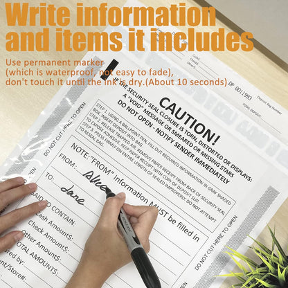 10 x 13 Inch Deposit Bags Security Pocket Bank Deposit Envelopes (White, 100 Pack)