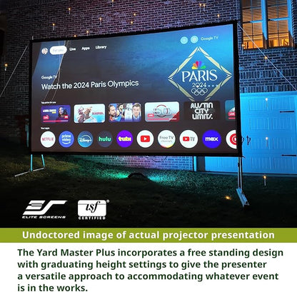 Elite Screens Yard Master Plus, 275-INCH 16:9 Height Setting Adjustable Portable Projector Screen, 4K HD Outdoor Indoor Movie Theater Front Projection, US Based Company 2-Year Warranty, OMS275H2PLUS