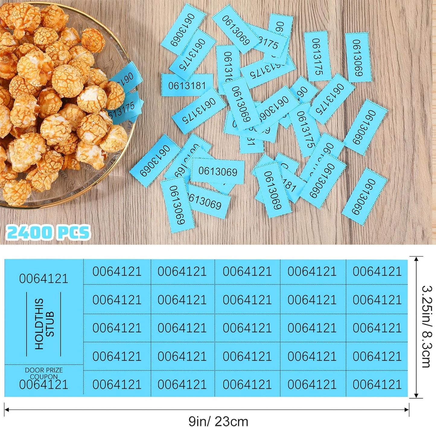 Kosiz 2400 Sheets Raffle Ticket Sheets Blue Chinese Auction Tickets with 25 Bid Numbers Per for Fundraising Basket Silent Auction Activity Fundraiser Prizes Church Events