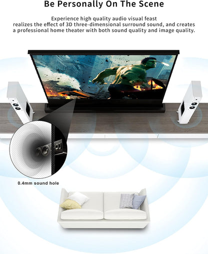 VIVIDSTORM-4K Movie Projector Screen S 120 Inch Sound Transparent Perforated Floor Rising White Fabric 4k HD Ready Home/Movie Theatre Work with Normal Throw Projector, VSDSTPW120H