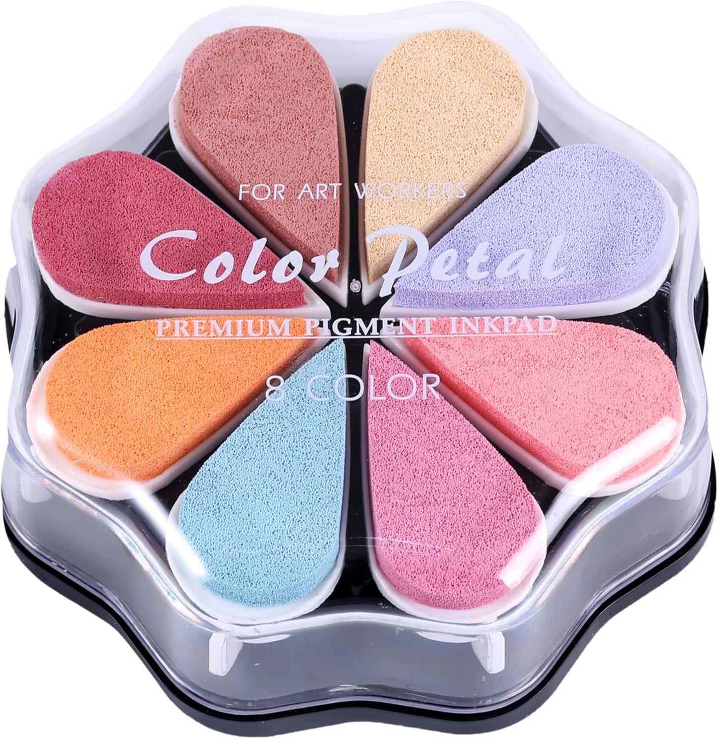 YPSelected 8 Assorted Multi Colours Waterdrop Shaped Craft Rubber Stamps Petal Ink Pads for Paper Wood Fabric (Set 1027)