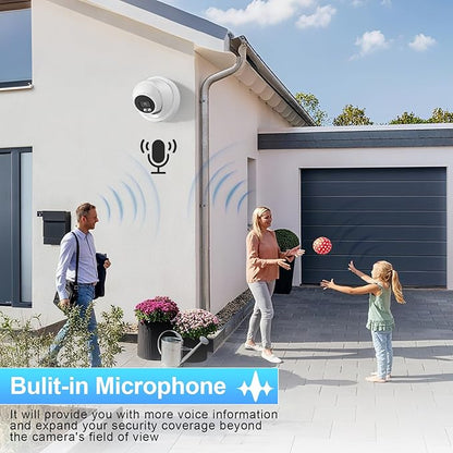 UltraHD 8MP PoE Camera @30fps, 4K Dome IP Security Surveillance Camera, Built in Microphone, Outdoor Waterproof IP67, 2.8mm Lens with Wide Angle 110°, Human & Vehicle Detection, IND8VR97S