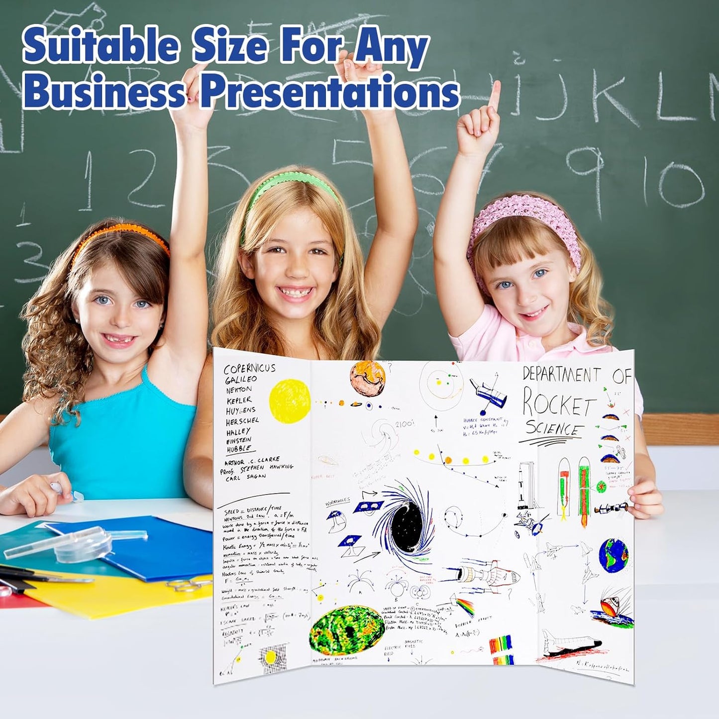 Trifold Poster Board,12 Pack 24" x 16" White Corrugated Poster Boards,Display Board,Perfect for School Projects, Science Fairs, Event Displays, and Business Presentations