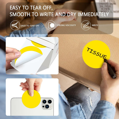PARLAIM 3" Diameter Round Yellow Color Coding Sticker, 4 Rolls 2000PCS Circle Dot Label,Permanent for Inventory Box Labeling