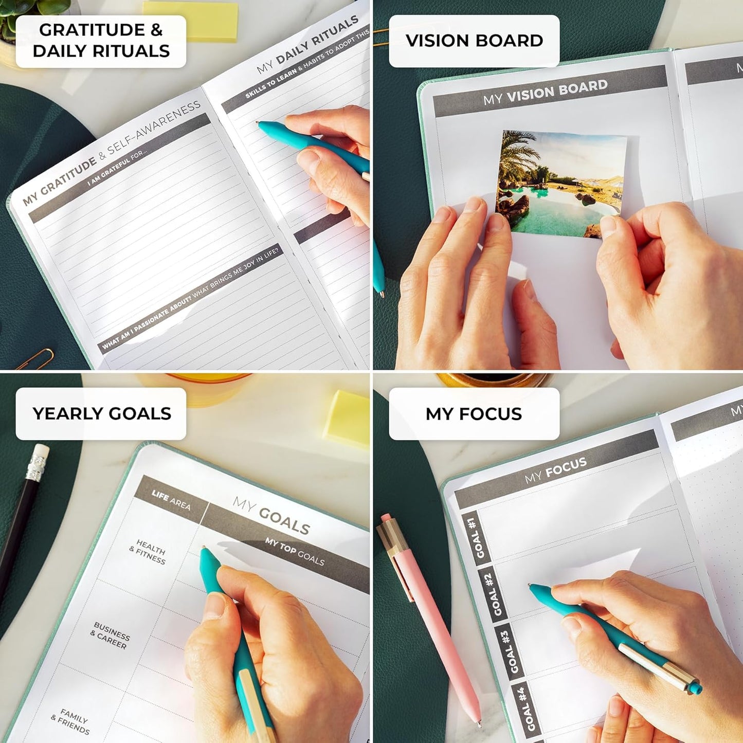 Clever Fox Daily Planner – Undated Planning Notebook with Hourly Schedule & To-Do List – Personal Day Task & Work Organizer, 6 Months (Mint)