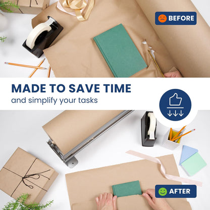 DIY Crew 36 Inch Paper Roll Dispenser and Cutter - Heavy-Duty Wall Mountable, Non Slip Tabletop - Kraft, Freezer, Butcher Paper - Up to 1000ft Rolls