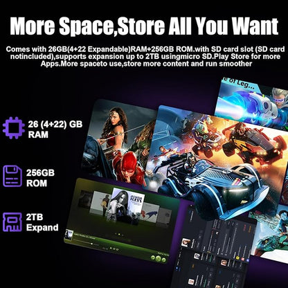 2026 Android 15 Tablet 10 Inch, 26GB+256GB+2TB Expand, 2 in 1 Tablets with Keyboard Case Mouse Stylus, 8000mAh Battery, Octa-Core, Dual Camera, Supports Widevine L1, 5G WiFi, GPS（Black Case）