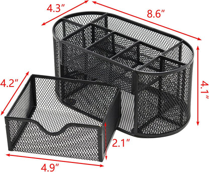 PAKASEPT Desk Organizers, Mesh Desk Organizer Caddy Supplies with Compartments, Makeup Marker Desktop Storage for Office School Home Supplies Teacher Students