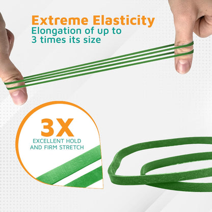 PlasticMill Light Green Rubber Bands Size 33 (3 1/2" x 1/8") - #33 Colored Rubber Bands Office Supplies - Strong, Elastic Bands for Crafts, Balloon Garland, Cash, File Folders (500-Pack)