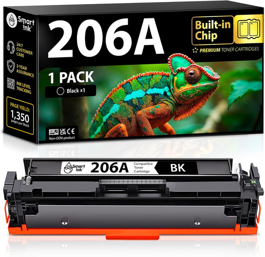 Smart Ink Compatible 206A Toner Cartridge Replacement for HP 206A Toner Cartridges (1 Black Pack) 206X with Chip to use with Color Laserjet Pro MFP M283fdw M283cdw Laserjet Pro M255dw M255nw