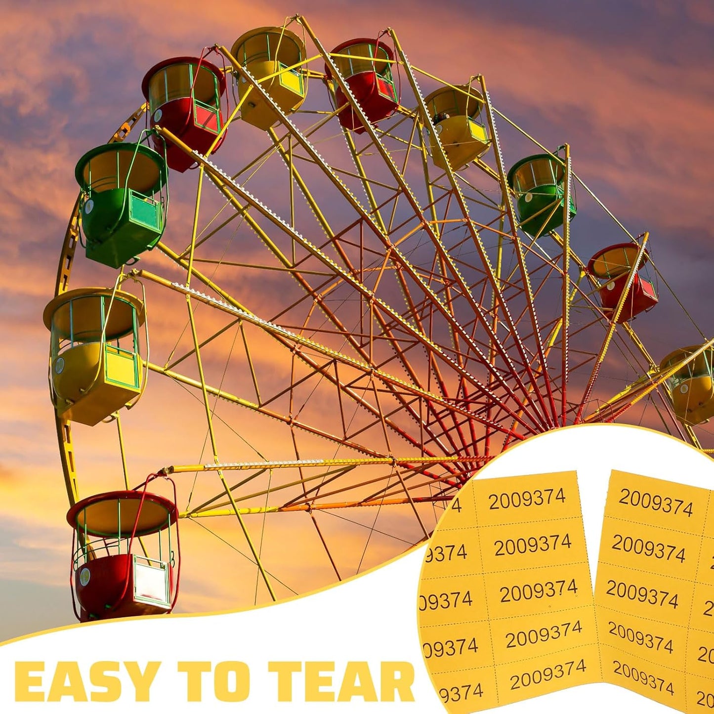 Kosiz 1000 Sheets 25 Bid Raffle Ticket Sheets Chinese Auction Tickets Numbers for Basket Events and Silent Auctions (Yellow)