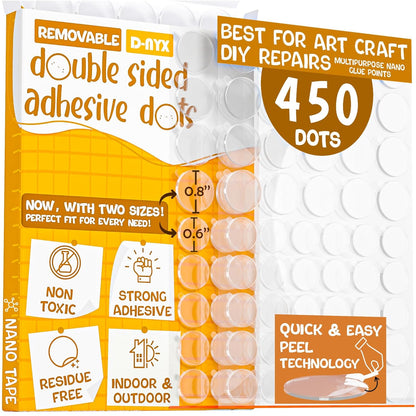 Double Sided Tape Sticky Dot Stickers 280, 350, 450, 550 or 700 Pack Removable Putty No Trace Clear Sticky Tack Waterproof Small Stickers for Festival Decoration Picture (450 Sticky Dots)