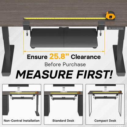 BONTEC KMT01-PJ Under Desk Keyboard Tray, Pull-Out Keyboard & Mouse Platform with C-Clamp, 20 x 11.8 in Space-Saving Ergonomic Slide-Out Drawer, Black