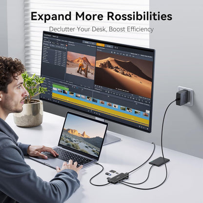 Hub Multiport Adapter for MacBook Pro/Air, 9 in 1 Accessories Mac USB C Dongle Dock Adapter with HDMI, SD/TF Card Reader, USB C Port, PD 100W and 4 USB for Dell XPS, Lenovo HP Laptops