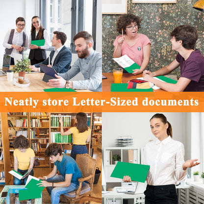 50Pcs Green Folders with Pockets,2 Pocket Folders Bulk,Holds 100 Sheets,Assorted Colors,Office Or School