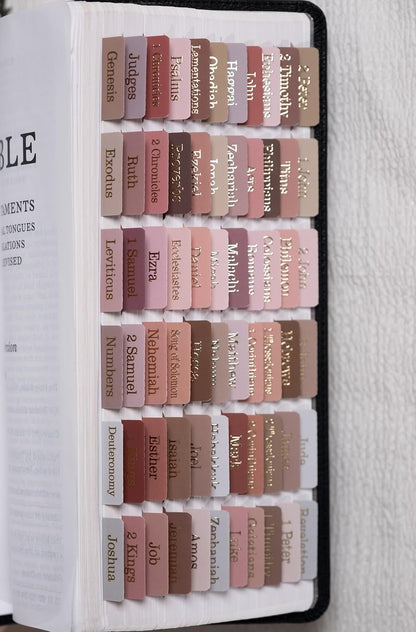 UPAFEXXI-Laminated Bible Tabs for Women and Men (Gold Foil Embossed Lettering) Reposition Large Print tabs, Easy to Read and Apply, 80 Bible Chapters Labels for Easy Navigation(Earth Tone Theme)