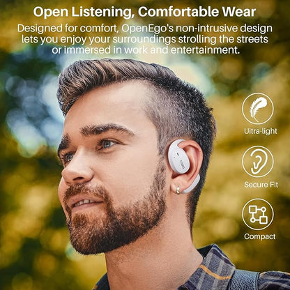 TOZO OpenEgo Open Ear Earbuds Bluetooth Headphones, AI Translation Wireless Earbuds with Real-Time 100+ LanguagesTranslation, 80Hrs Playtime, Digital Display, AI Clear Calls, Snow White