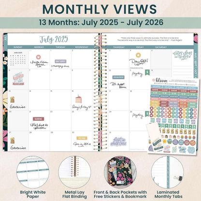 bloom daily planners 2025-2026 (8.5" x 11") Academic Year Day Planner (July 2025 - July 2026) - Weekly & Monthly Dated Agenda Organizer with Stickers & Tabs - Blooming Wildly