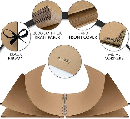 Bstorify Large Scrapbook Photo Albums 50 Pages (11 x 8.5 inch) Brown Thick Kraft Paper, Memory Book - Ideal for Your Scrapbooking, Art & Craft Projects