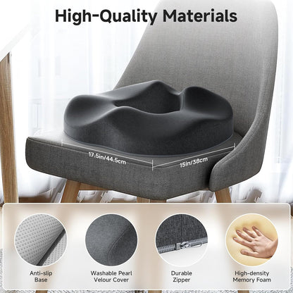 Benazcap Donut Pillow Seat Cushion Hemorrhoid Pillow for Sciatica & Tailbone Pain Relief, Memory Foam Cushion by Ergonomic for Coccyx, Sciatica, Pregnancy, Postpartum- Darkgray