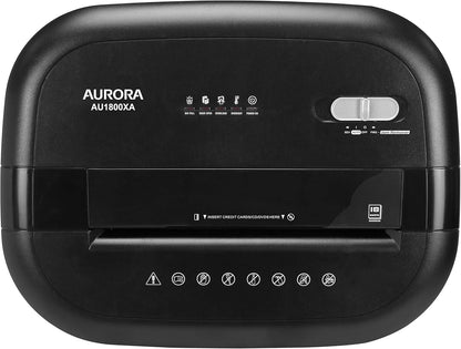 Aurora AU1800XA Anti-Jam 18-Sheet Crosscut Paper/CD and Credit Card Shredder/ 6-Gallon pullout Basket 30 Minutes Continuous Run Time