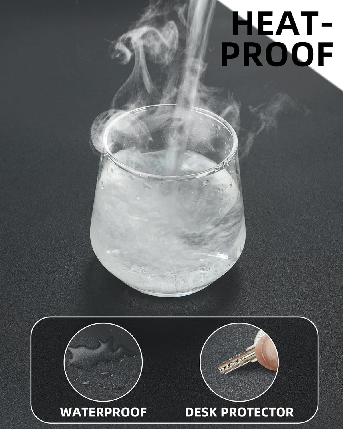 Leather Desk Pad Protector - 48" x 17" Non-Slip PU Leather Large Mouse Pad, Waterproof Desk Blotter Mat for Office and Home (Black)