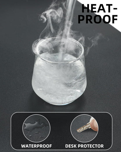 Leather Desk Pad Protector,Desk Mat,Large Mouse Pad, Non-Slip Desk Pad, Waterproof PU Leather Desk Blotter Mat, Desk Cover for Office and Home (Black, 36" x 17")