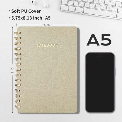 Lined Spiral Notebook College Ruled A5 Journal Book for Note Taking, 160 Pages Writing Journal for Office and Home School Supplies 5.75x8.125 inch (0LightGrey)
