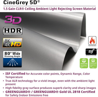 Elite Screens Tripod Tab-Tension CineGrey 5D, 103-inch Diag. 16:9, ISF Material Ceiling Ambient Light Rejecting ALR/CLR Tripod Pull-Up Portable Projector Screen, 8K 4K Ultra HD 3D Ready, TT103UHD5