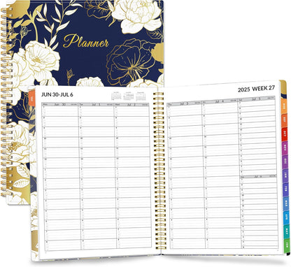 SUNEE 2025-2026 Appointment Book, Quarter-Hourly, Weekly & Monthly - from July 2025 to June 2026, 8.5"x11" Academic Planner, Flexible Cover, Note Pages, Bookmark, Spiral Binding, Vintage