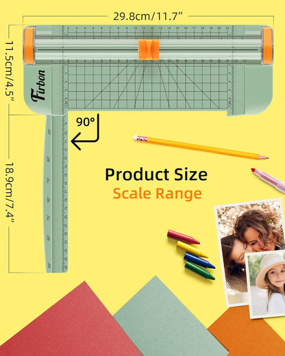 Firbon Morandi A5 Paper Cutter, Straight Small Paper Trimmer with Side Ruler for Scrapbooking Craft, Paper, Coupon, Label, Cardstock