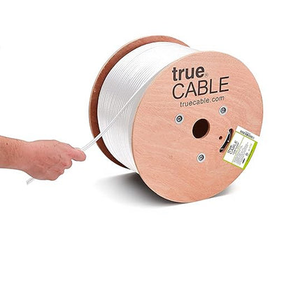 trueCABLE Cat5e Outdoor, Unshielded UTP, 1000ft, UV Resistant, CMX Rated, White, 24AWG Solid Bare Copper, 350MHz, PoE++ (4PPoE), ETL Listed, Bulk Ethernet Cable