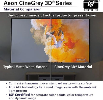 Elite Screens 110 inch CLR/ALR Projector Screen 16:9 4K, Standard Throw Projection, Edge Free Ambient Light Rejecting Fixed Frame Grey for Indoor Movie Screen Home Theater - Aeon CineGrey 3D AR110DHD3