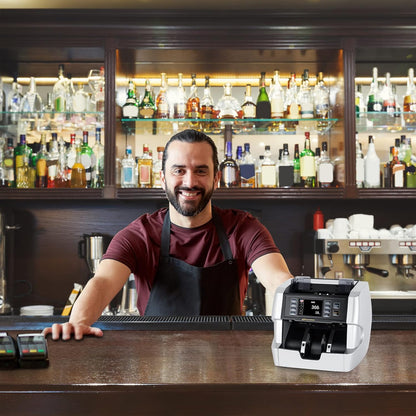 NUCOUN VC-7S Silver Bank Grade Money Counter Machine Mixed Denomination Value Counting Serial Number Multi Currency Enabled 2CIS/UV/IR/MG/MT Counterfeit Detection Cash Bill Value Counter