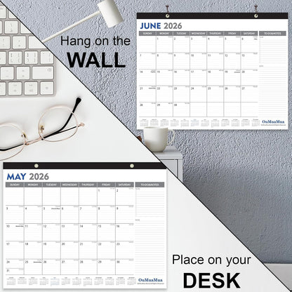 OuMuaMua 3-Pack Large Desk Calendars 2025-2026 - 19 Months from Jun. 2025 through Dec. 2026, 22" x 17" Desktop Wall Calendar with Julian Date To-do & Notes, Corner Protectors for School Home Office