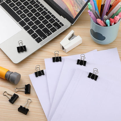 Jetec 500 Pieces 1 Inch Black Binder Clips Bulk Medium Paper Clamps Metal Paper Clips for Teachers Students Classroom Business Office and School Office Supplies