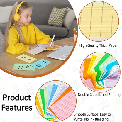 2000 Count Colored Index Cards 3x5, Lined Note Cards, Notecards, Study Cards, Flash Cards for Studying School Note Taking Office College Supplies, 10 Colors