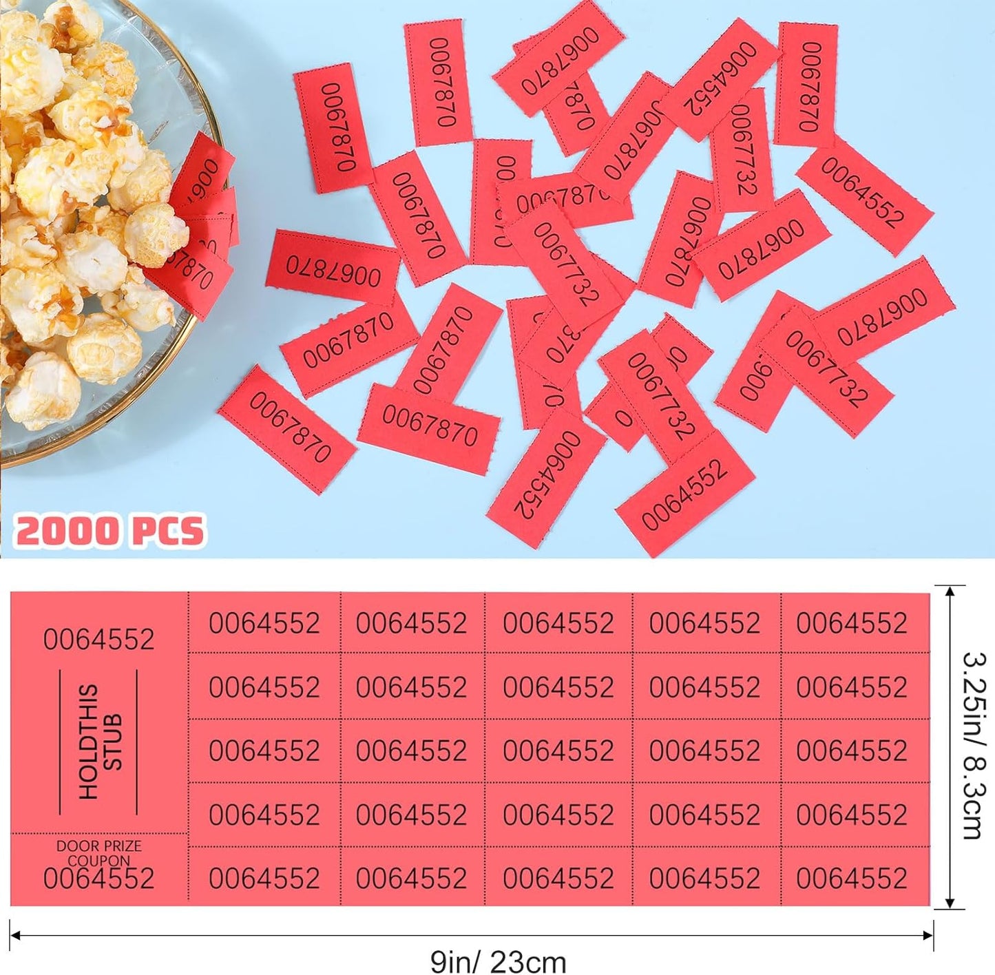 Kosiz 2000 Sheets Raffle Ticket 25 Bid Chinese Auction Tickets Tricky Tray Basket Raffle Sheets for Back to School Class Rewards Carnival Door Prizes Events(Red)