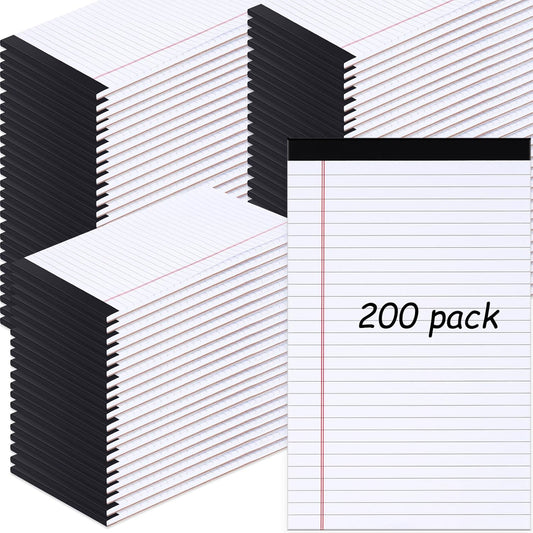 Gueevin 200 Pcs Legal Pads 5x8 Inch Note Pads Lined Small Notepads Bulk Wide Ruled Writing Paper 5 x 8 Mini Notebook for School, College, Office, Classroom Supplies, 40 Sheets (White)