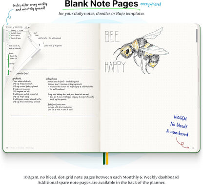 Roterunner 2025 B5 Purpose Planner Notebook 7.5'x9.8' Undated Daily Weekly Monthly Productivity Goal Setting Tool for Work Home ADHD Planner Adults Self Care Journal