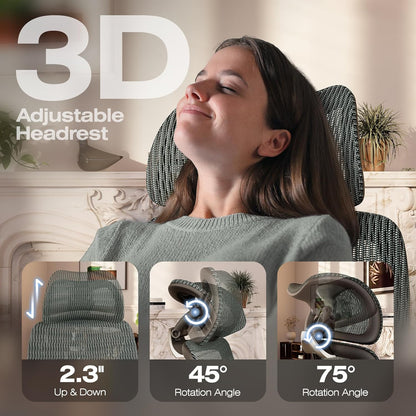 ELABEST X100 Ergonomic Office Chair with Footrest, Big and Tall Home Desk Chair with 5D Flip-Up Arms, Adjustable 6D Lumbar Support,High Back Rolling Computer Chair, Swivel Mesh Chairs (Forest Ranger)