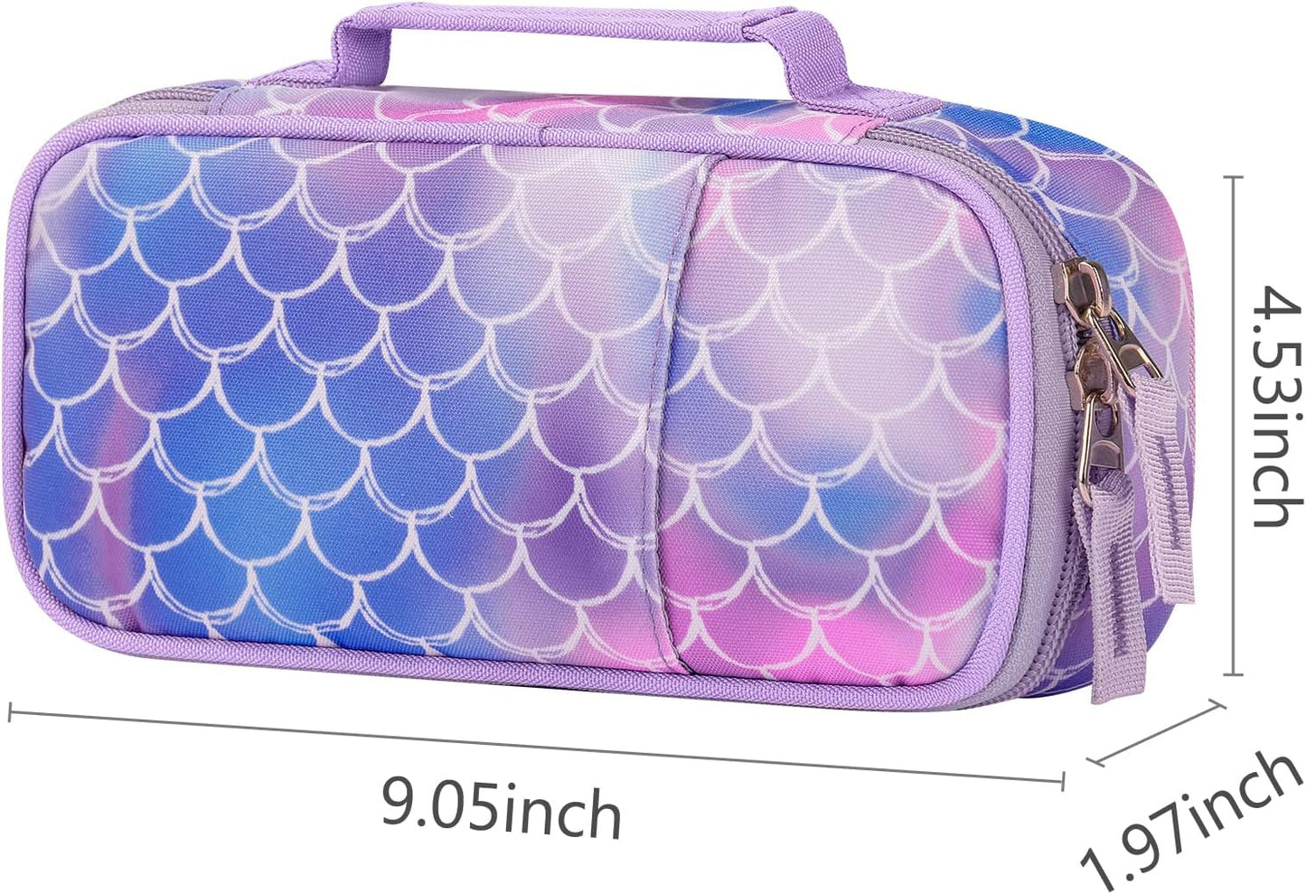 Choco Mocha Mermaid Pencil Case for Girls, Soft Pencil Case Kids Pencils Pouch for Kindergarten Girls,Purple