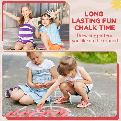 Fulmoon 40 Pcs Jumbo Sidewalk Chalk for Kids Outdoor Art Non Toxic Large Washable Street Chalk for Adults Drawing Painting Classroom(Red,Round Style)
