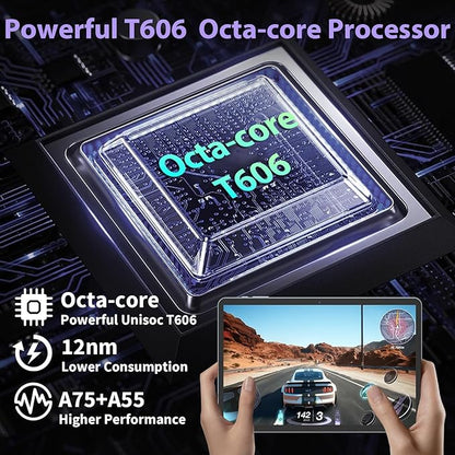 Android 15 Tablet with Keyboard - 26GB+256GB+2TB Expand, Octa-Core, 2.4G/5G Wifi, 8000mAh Battery, Widevine L1, Dual Camera, Face Unlock, 10 Inch 2 in 1 Tablets with Mouse, Stylus (Black Case)
